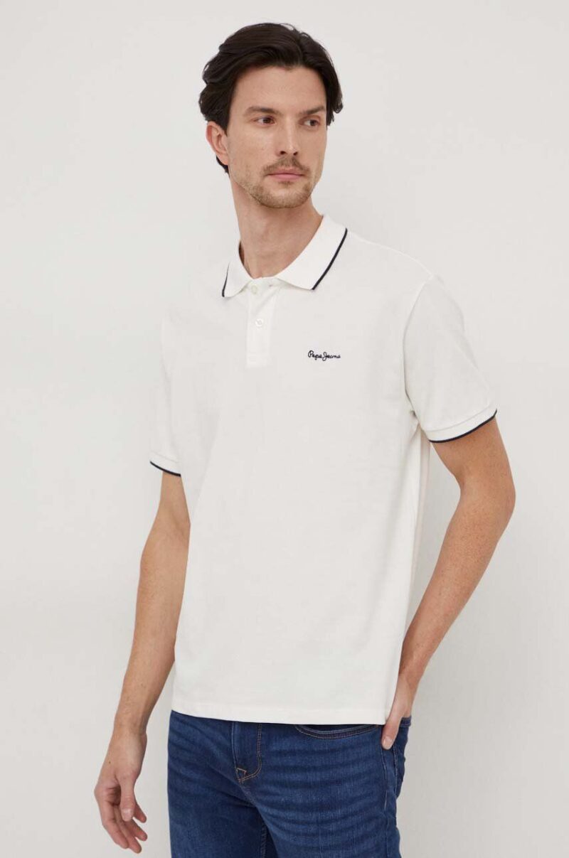 Pepe Jeans polo de bumbac Hans culoarea bej