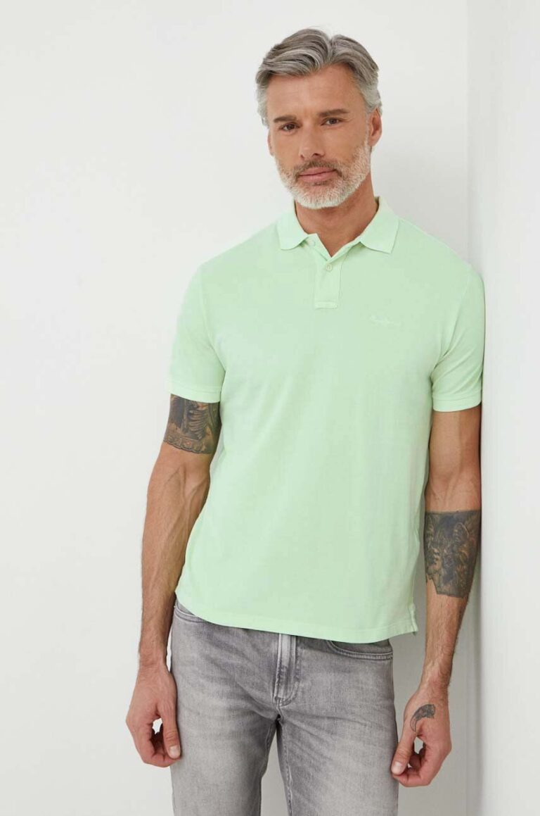 Pepe Jeans polo de bumbac culoarea verde