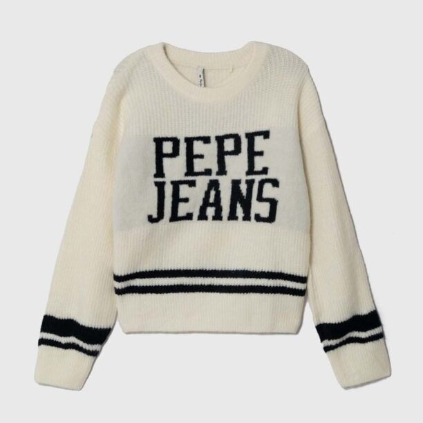 Pepe Jeans pulover pentru copii din amestec de lana culoarea bej