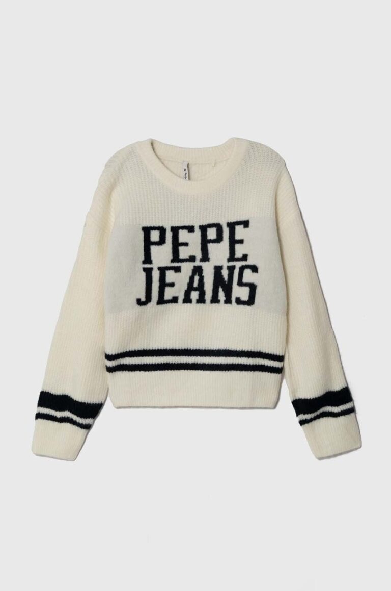 Pepe Jeans pulover pentru copii din amestec de lana culoarea bej