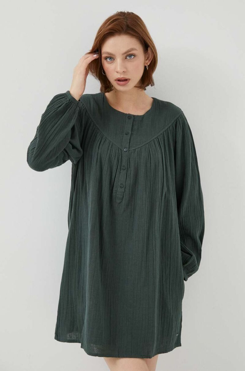 Pepe Jeans rochie din bumbac INDIA culoarea verde