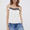 Pepe Jeans top din bumbac Beni culoarea alb