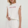 Pepe Jeans top din bumbac Kendall culoarea bej