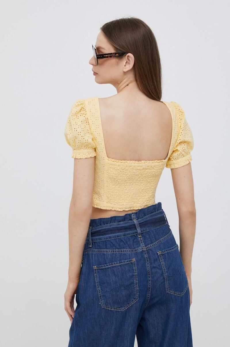 Pepe Jeans top din bumbac culoarea galben preţ