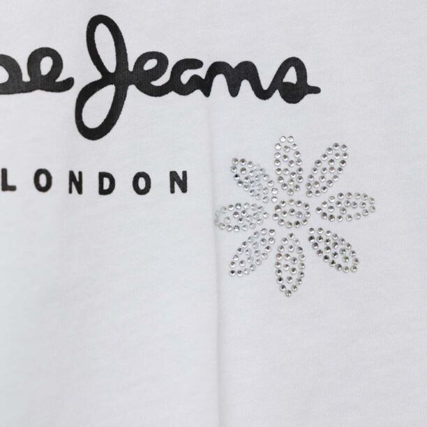 Pepe Jeans tricou de bumbac pentru copii Garland culoarea alb preţ