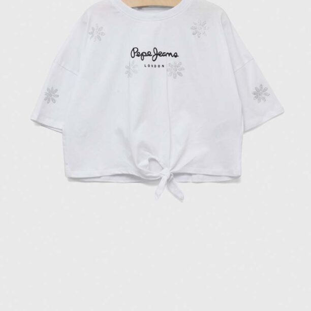 Pepe Jeans tricou de bumbac pentru copii Garland culoarea alb