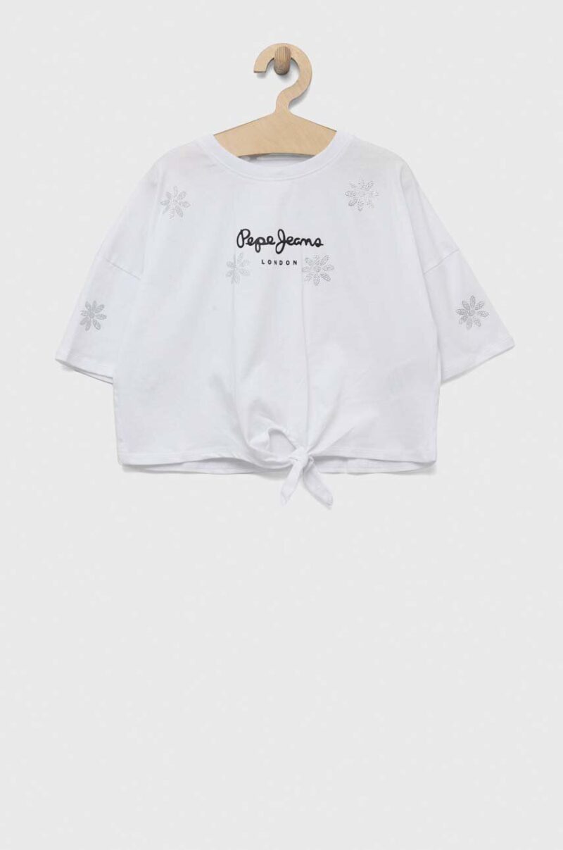 Pepe Jeans tricou de bumbac pentru copii Garland culoarea alb