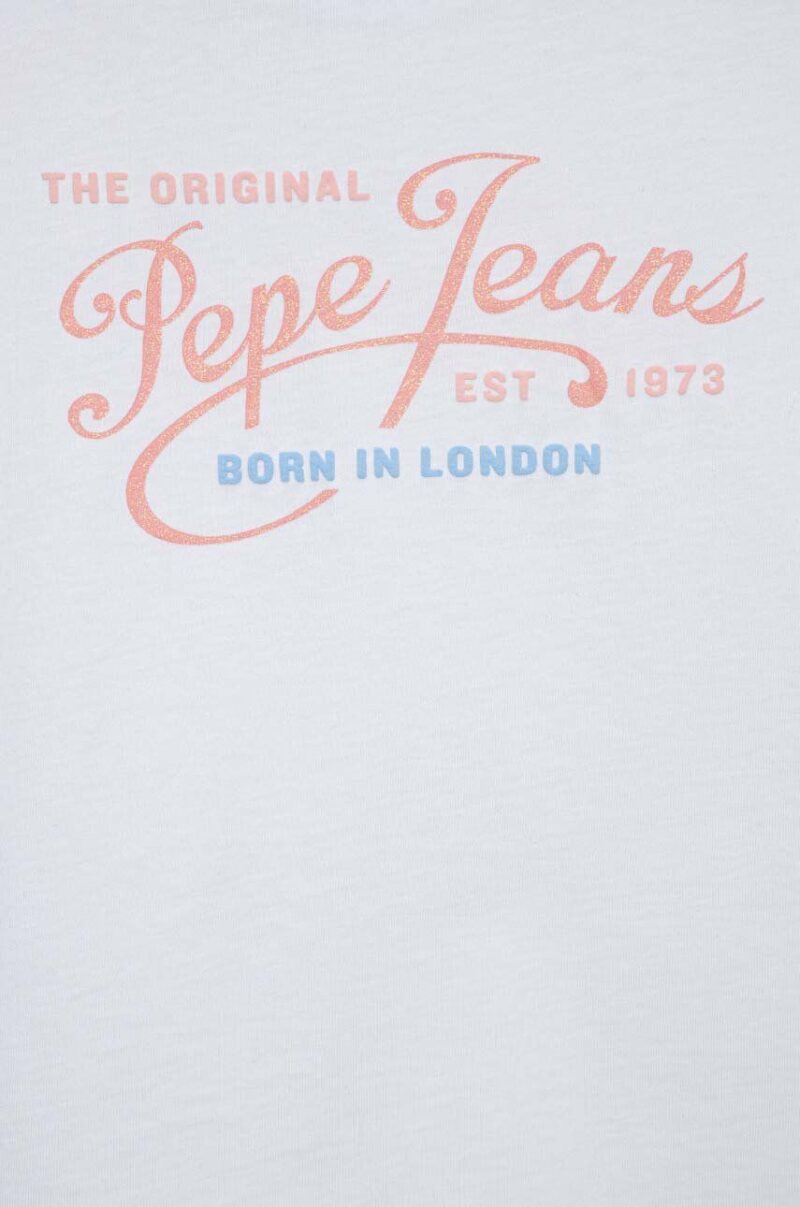 Pepe Jeans tricou de bumbac pentru copii Non-denim culoarea alb preţ