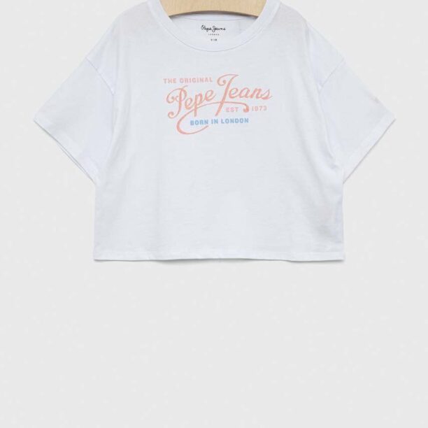 Pepe Jeans tricou de bumbac pentru copii Non-denim culoarea alb