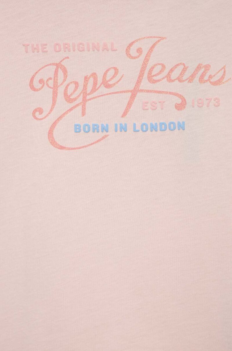 Pepe Jeans tricou de bumbac pentru copii Non-denim culoarea roz preţ