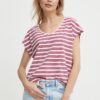 Pepe Jeans tricou din amestec de in KHLOE culoarea roz