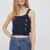 Pepe Jeans tricou din amestec de lana Emalynn culoarea albastru marin