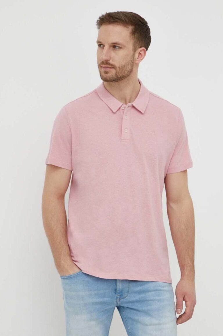 Pepe Jeans tricou polo din in culoarea roz