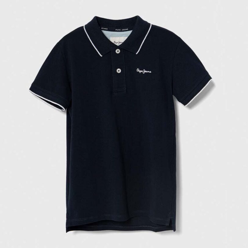 Pepe Jeans tricouri polo din bumbac pentru copii NEW THOR culoarea albastru marin