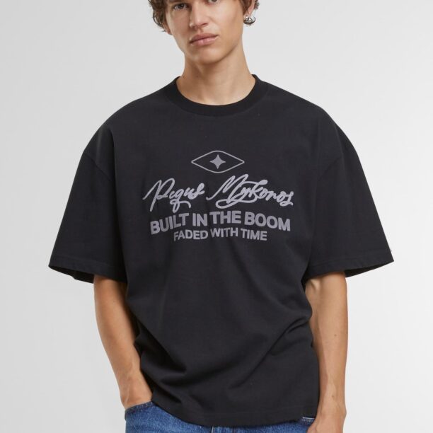 Preţ Pequs Tricou 'Built in the Boom'  gri / negru