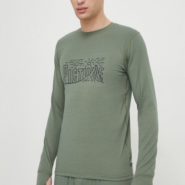 Picture longsleeve funcțional Nangha culoarea verde