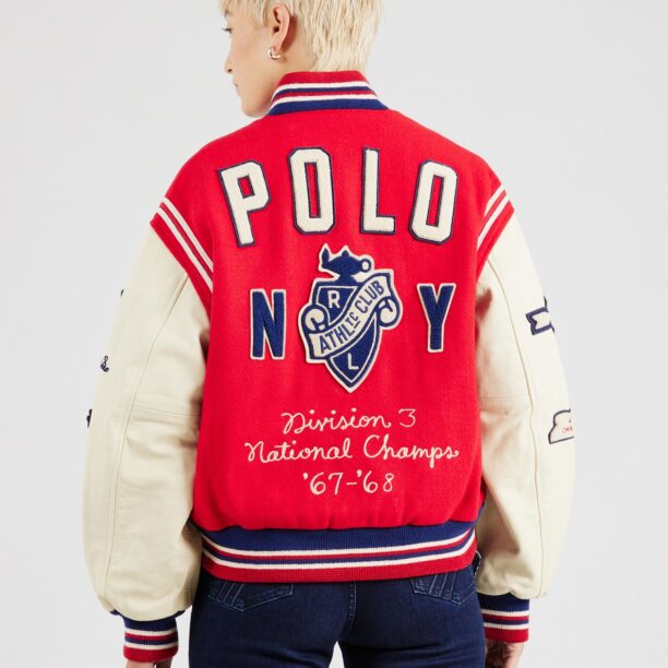 Polo Ralph Lauren Geacă de primăvară-toamnă  albastru închis / roșu / alb murdar preţ