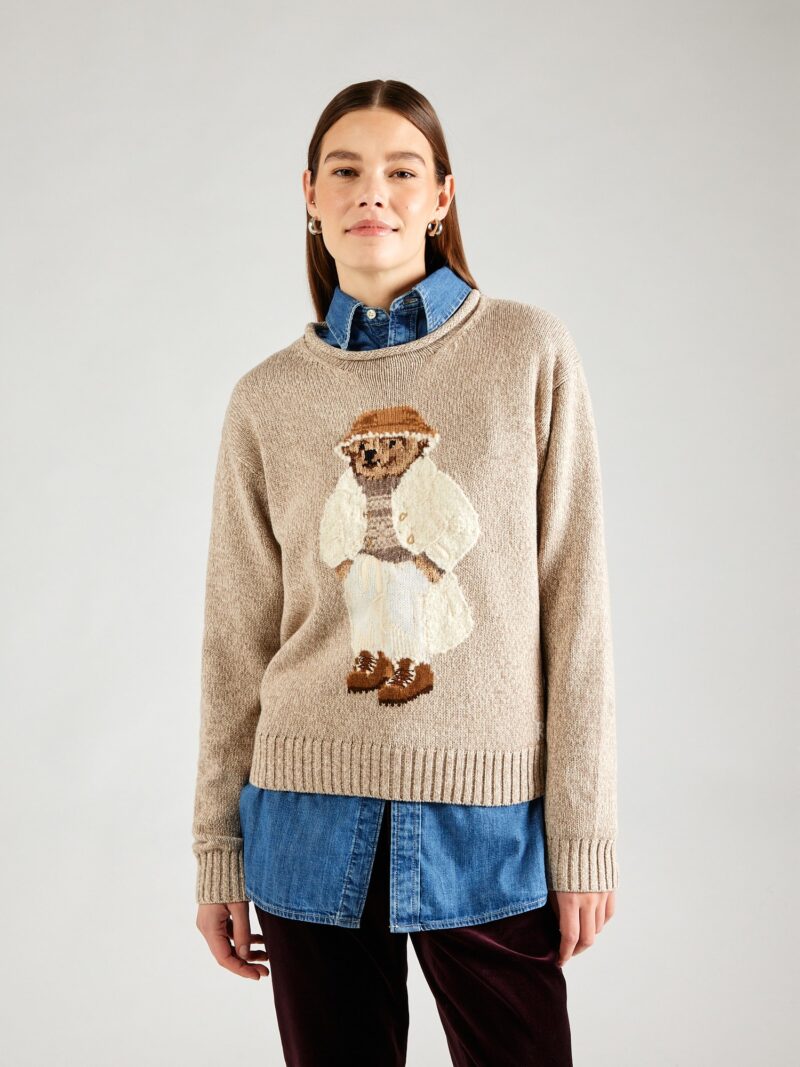 Polo Ralph Lauren Pulover 'CRMY BEAR'  crem / bej amestecat / maro