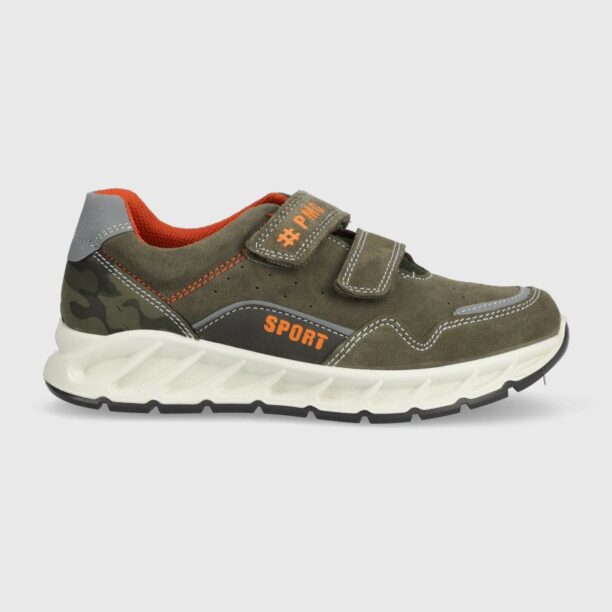 Primigi sneakers de piele întoarsă pentru copii culoarea verde