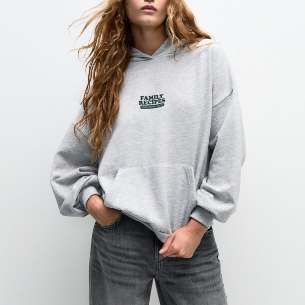 Pull&Bear Bluză de molton  gri amestecat / verde pin