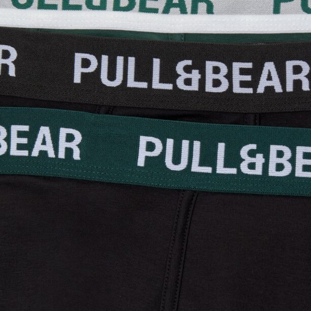 Pull&Bear Boxeri  verde închis / negru / alb