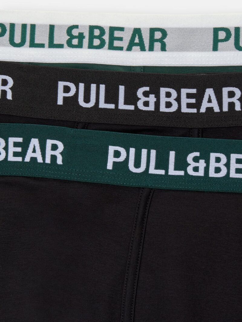 Pull&Bear Boxeri  verde închis / negru / alb