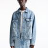 Pull&Bear Geacă de primăvară-toamnă  albastru denim