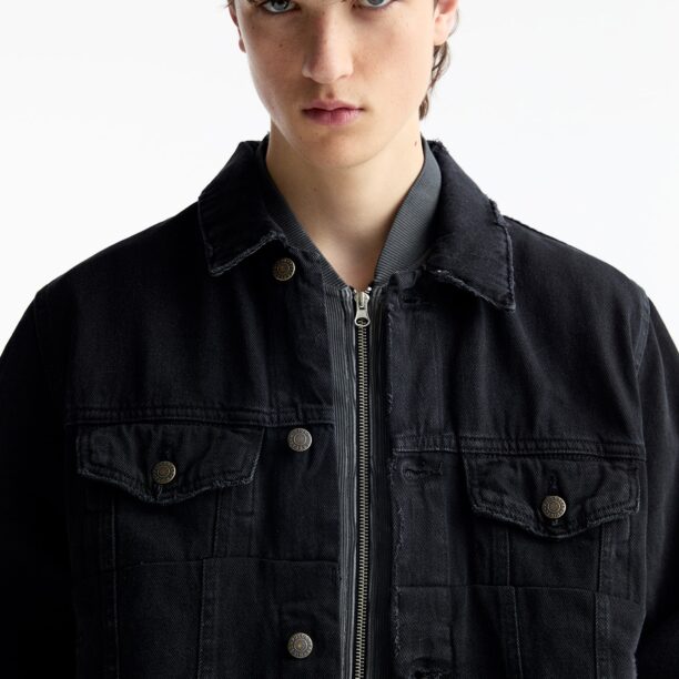 Original Pull&Bear Geacă de primăvară-toamnă  negru denim