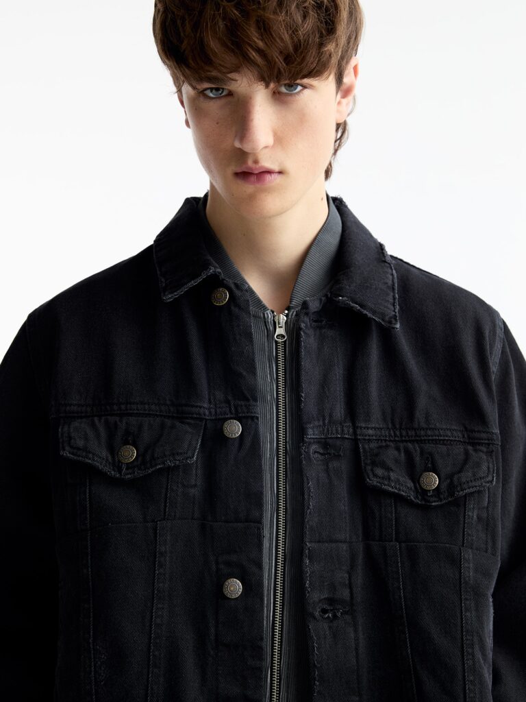 Original Pull&Bear Geacă de primăvară-toamnă  negru denim