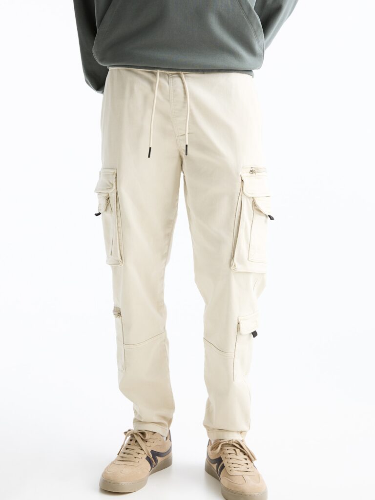 Pull&Bear Pantaloni cu buzunare  alb natural