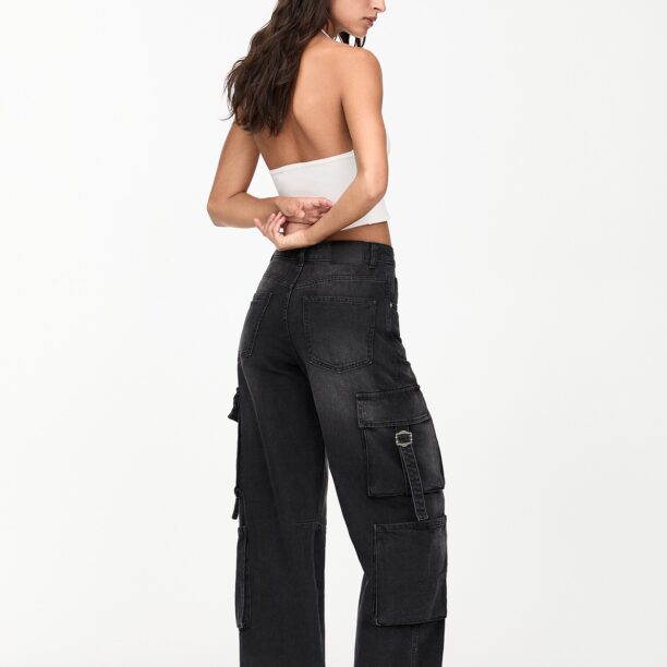 Pull&Bear Pantaloni eleganți  negru denim preţ