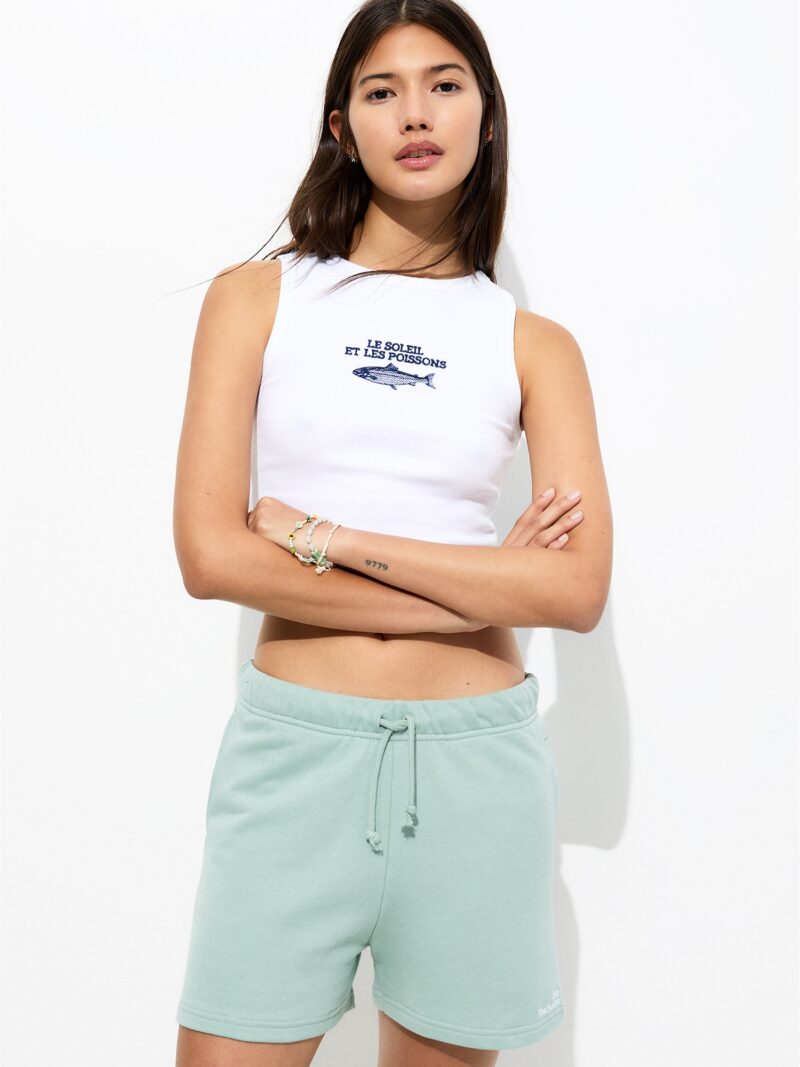 Pull&Bear Pantaloni  verde mentă / alb