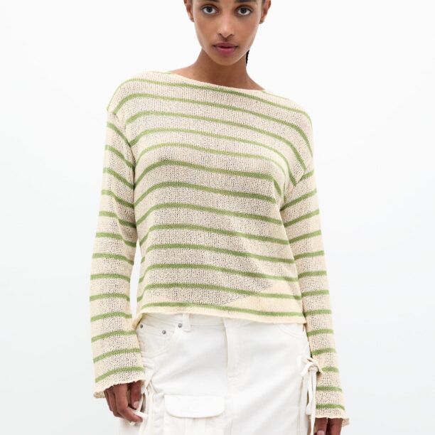 Pull&Bear Pulover  ecru / verde