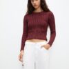 Pull&Bear Pulover  roșu merlot