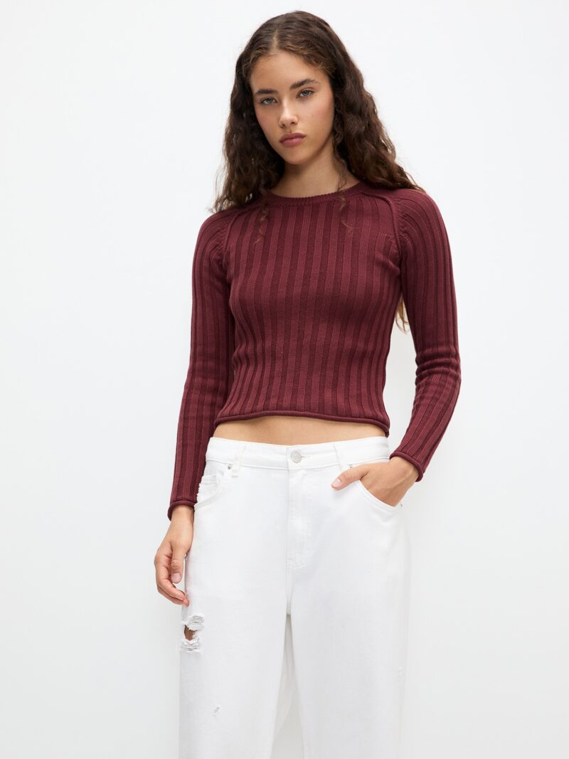 Pull&Bear Pulover  roșu merlot