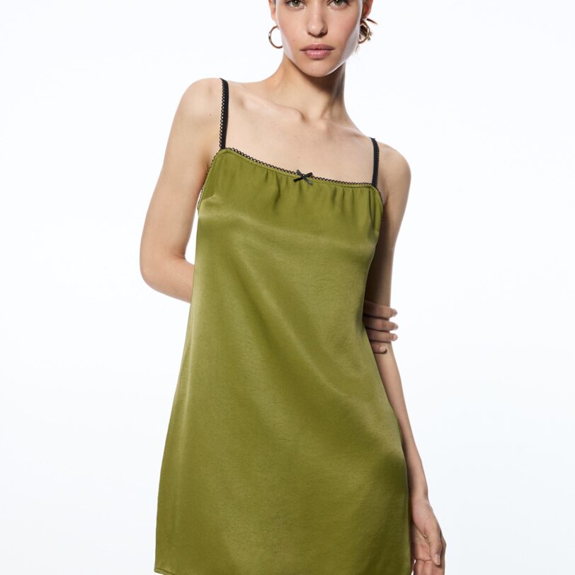 Pull&Bear Rochie de vară  verde kiwi / negru