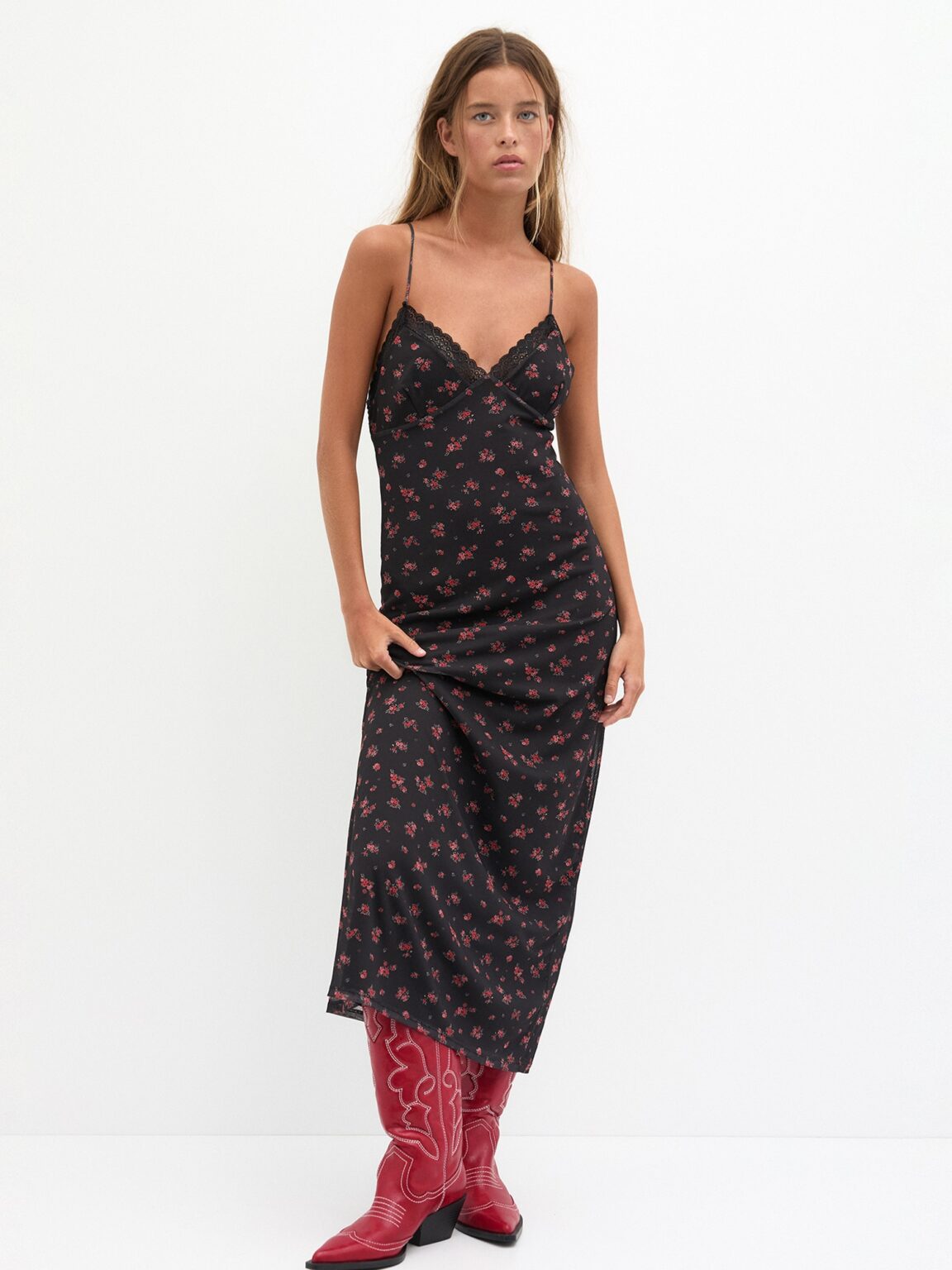 Pull&Bear Rochie de vară  verde smarald / roz pitaya / rubiniu / negru