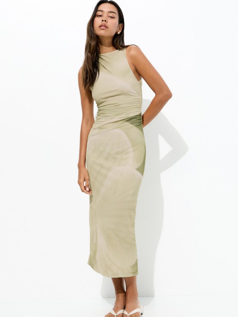 Pull&Bear Rochie  verde / verde pastel / alb