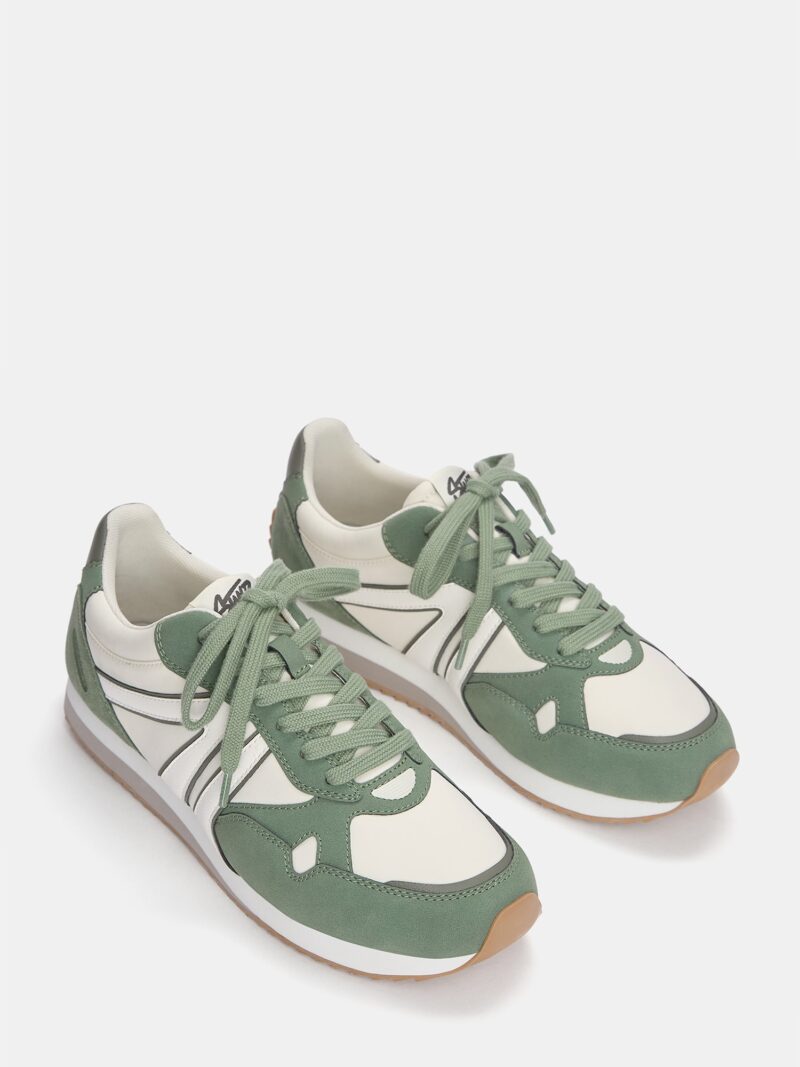 Original Pull&Bear Sneaker low  gri / verde jad / alb murdar