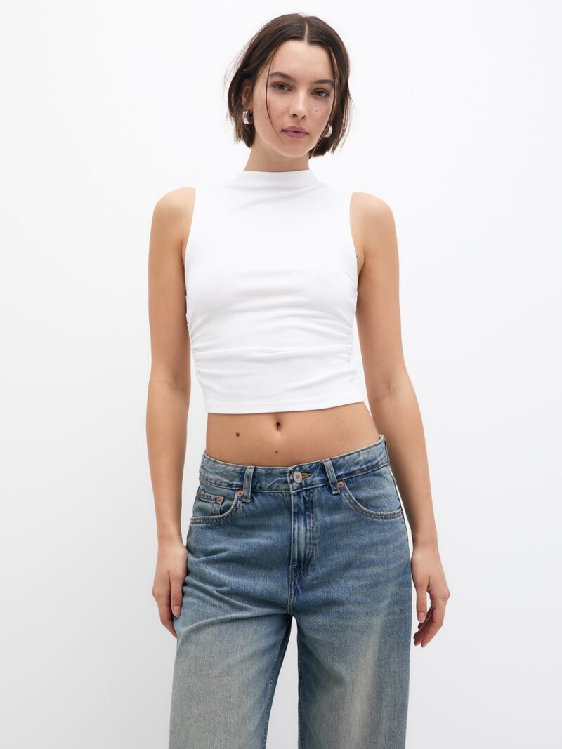 Cumpăra Pull&Bear Top  negru / alb