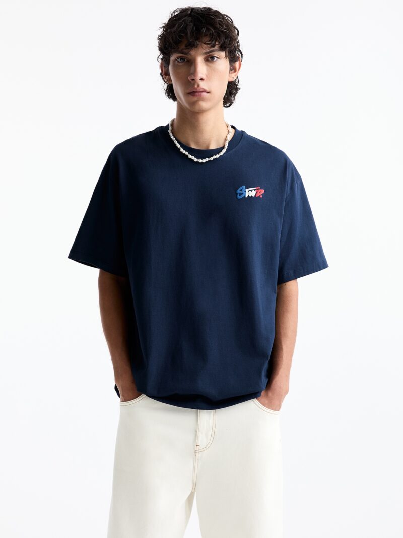 Pull&Bear Tricou  albastru / bleumarin / roșu / alb