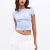 Pull&Bear Tricou  albastru deschis / alb