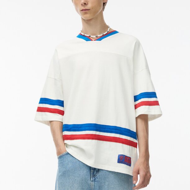 Pull&Bear Tricou  albastru deschis / roșu / alb