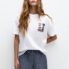 Pull&Bear Tricou  albastru deschis / roșu vin / negru / alb