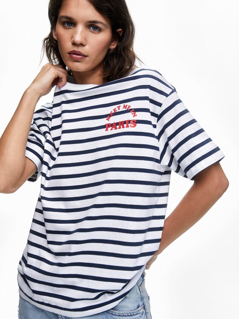 Preţ Pull&Bear Tricou  albastru marin / roșu / alb