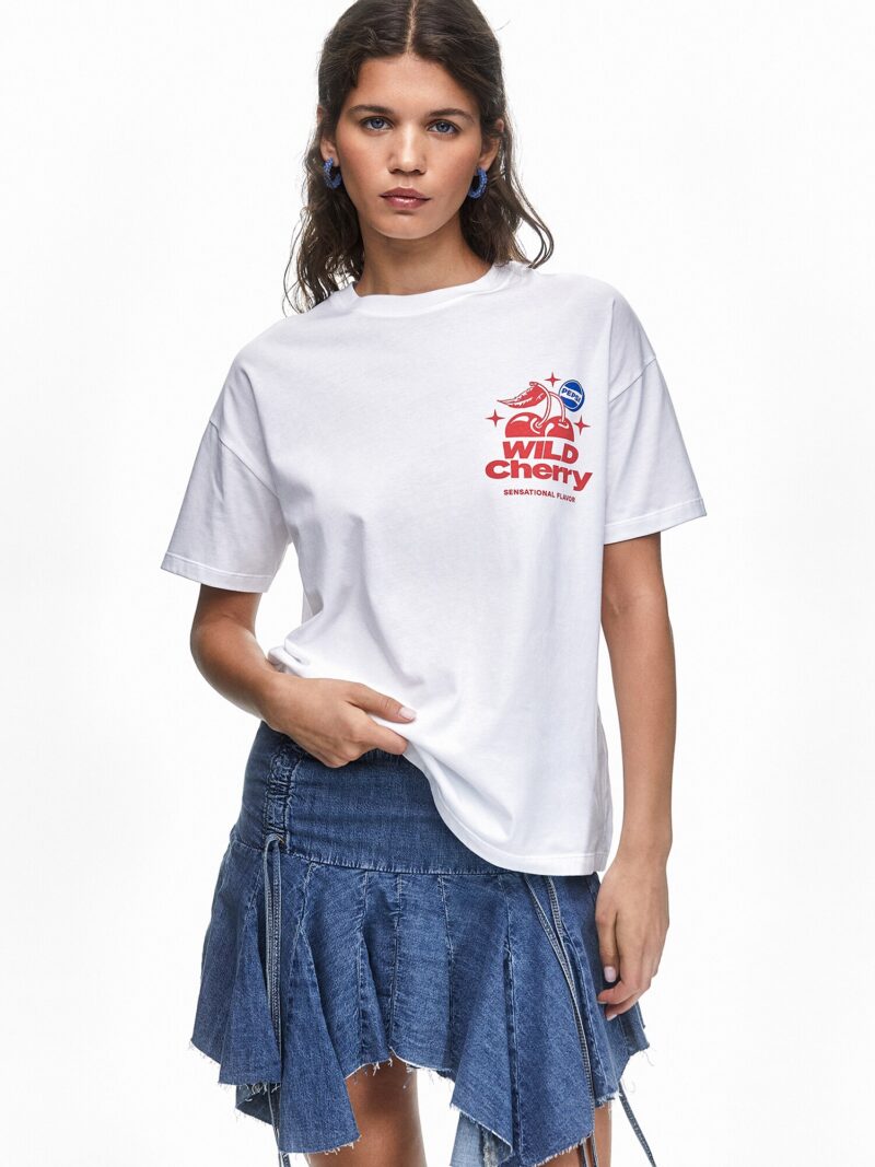 Pull&Bear Tricou  albastru / roșu / alb