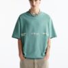 Pull&Bear Tricou  bej / crem / gri închis / verde