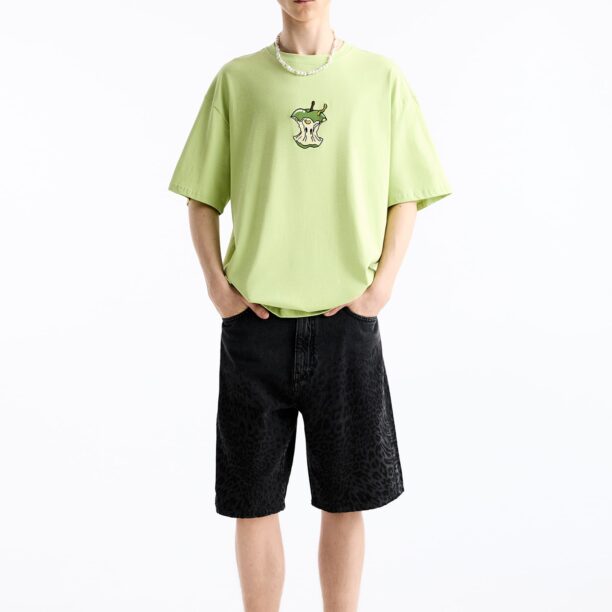 Cumpăra Pull&Bear Tricou  bej / verde / verde măr / negru