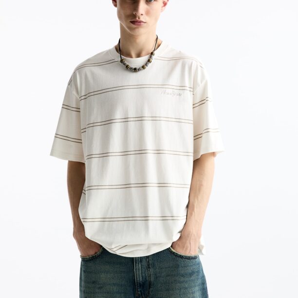 Pull&Bear Tricou  ecru / maro deschis