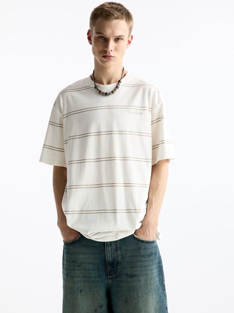 Pull&Bear Tricou  ecru / maro deschis